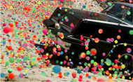 Bouncing colour balls down a San Francisco street